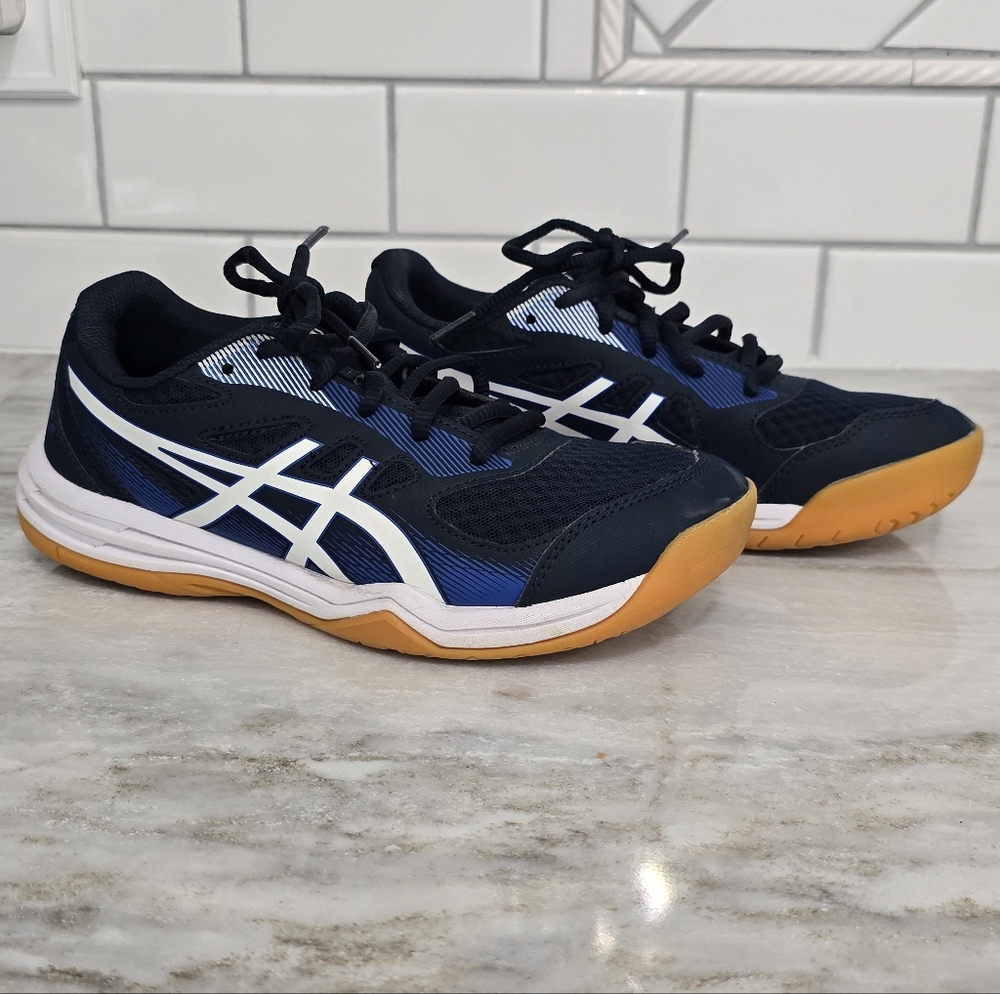 ASICS Upcourt 5 Navy Blue Indoor Court Shoes Gum Sole US 4.5
